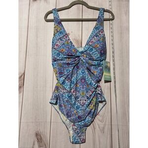 Beach‎ Party Swimsuit Womens 18 Blue Lovely Weekend One Piece Plus Size Boho